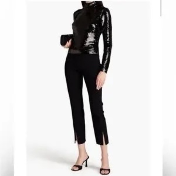 Frame Denim Black Sequined Cotton and Modal-blend Jersey Mock Turtleneck - Picture 2 of 4